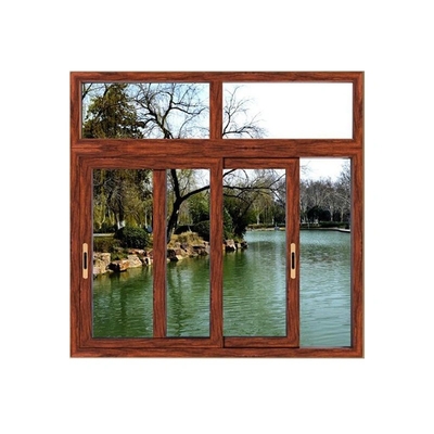 Security Burglar Proof Veranda Aluminium Sliding Windows Two Three Track Wood Grain