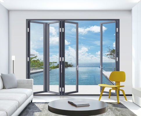 Apartment Aluminum Folding Doors Fluorocarbon With Stainless Steel Security Mesh