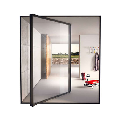 Black Anodized Frame Aluminum Pivot Door Horizontal Middle Turning