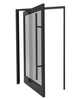 Black Anodized Frame Aluminum Pivot Door Horizontal Middle Turning
