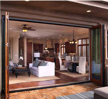 KLUK Aluminium Bifold Doors Laminated Glass Wood Grain For Patio