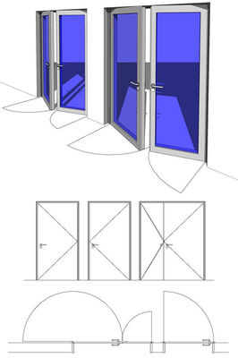 Apartment Aluminum Double Swing Door , Frosted Glass Swing Door Electrophoresis