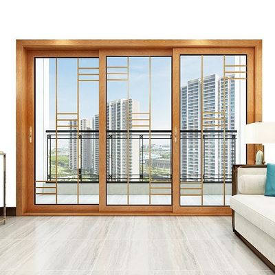 Thermal Break Aluminum Sliding Doors , Three Track Sliding Doors With Aluminum Frame