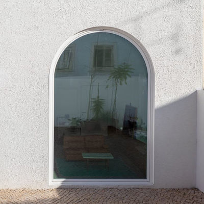 ODM Aluminum Interior Pivot Doors Black Aluminum With Round Top