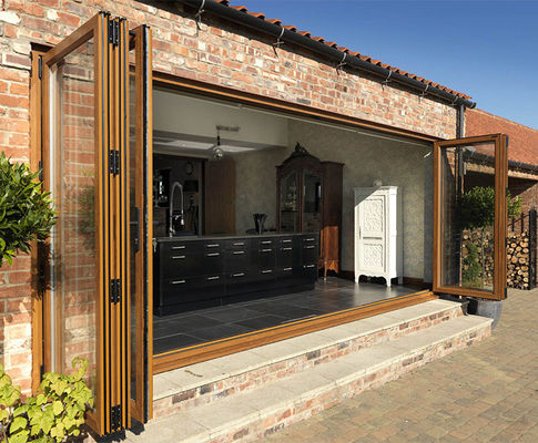 Double Glass Soundproof Folding Door Exterior Accordion French Doors