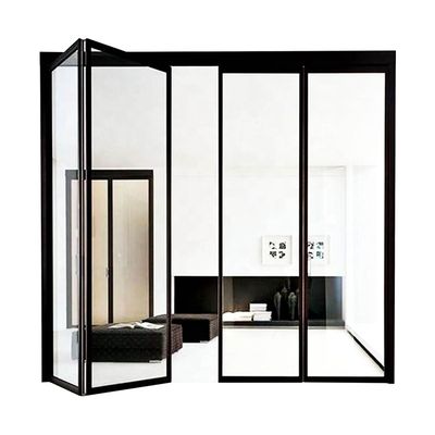 Narrow Sided Aluminum Folding Doors , Black Anodized Double Track Doors ISO45001