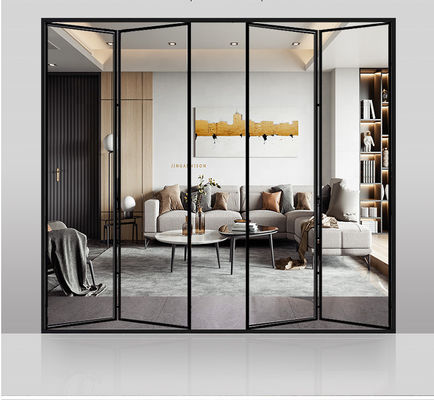 Narrow Sided Aluminum Folding Doors , Black Anodized Double Track Doors ISO45001