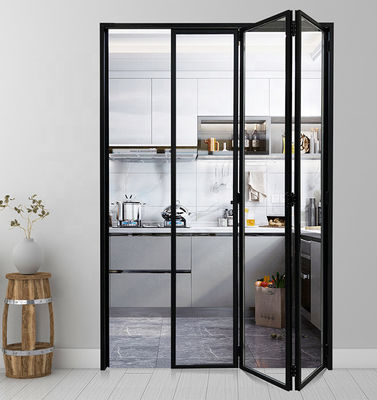 Narrow Sided Aluminum Folding Doors , Black Anodized Double Track Doors ISO45001