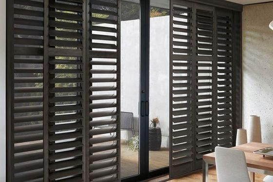 Soundproof Fiberglass Louvered Doors , Grey Aluminium Door With Louvers