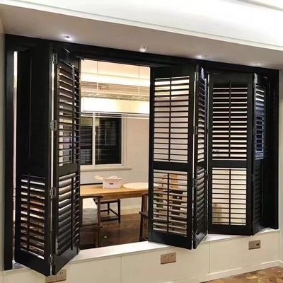 Soundproof Fiberglass Louvered Doors , Grey Aluminium Door With Louvers