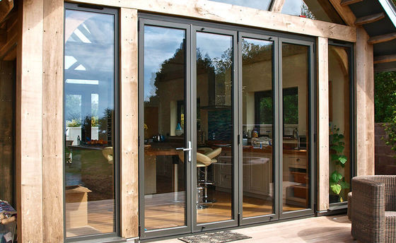 Apartment Aluminum Folding Doors Fluorocarbon With Stainless Steel Security Mesh
