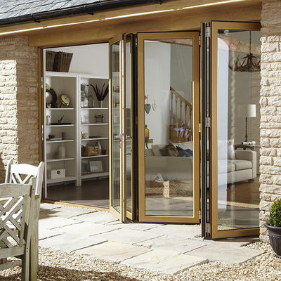Double Glass Soundproof Folding Door Exterior Accordion French Doors